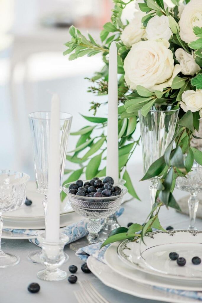 French Countryside Wedding Inspiration reception table top