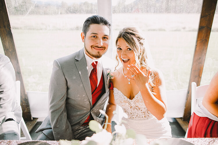 Javier and Roxanne show off ring