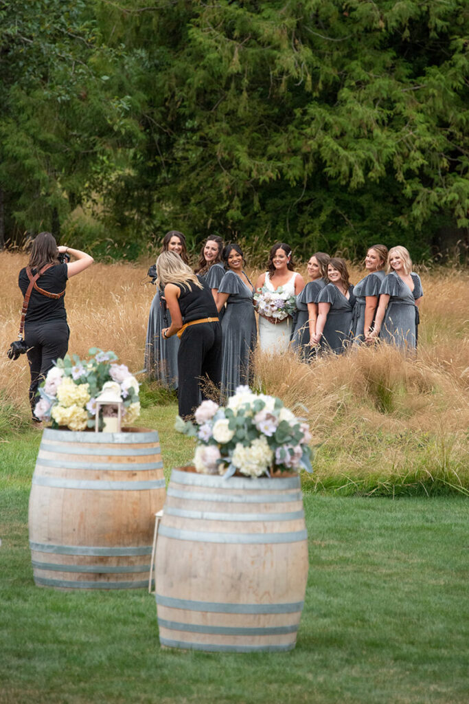 Taking photos of bridemaids