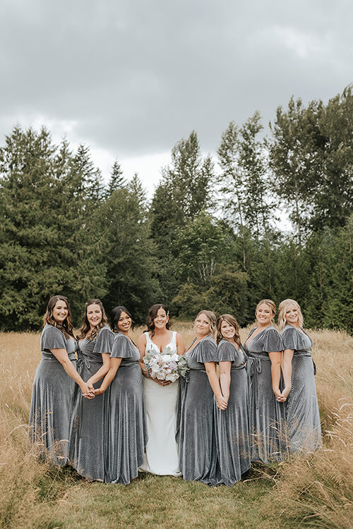 bridesmaids and bride