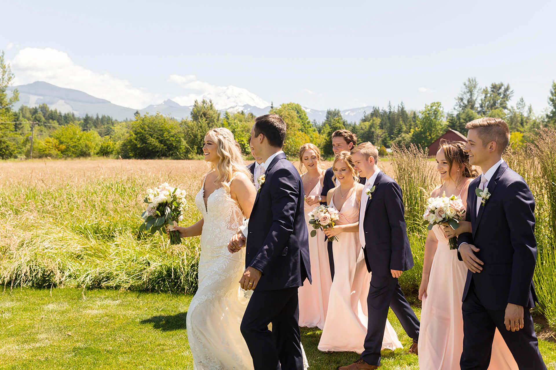 Wedding Party in field at Mount Peak Farm