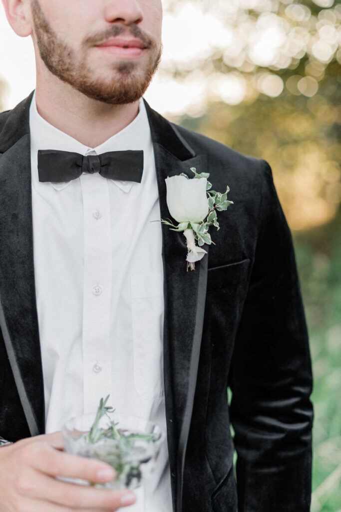 Groom in Tux at Mount Peak Farm