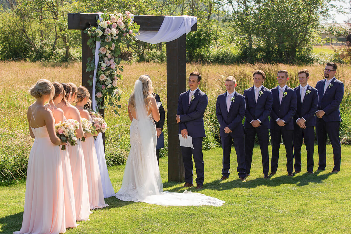 Beautiful blush wedding ceremony at Mount Peak Farm