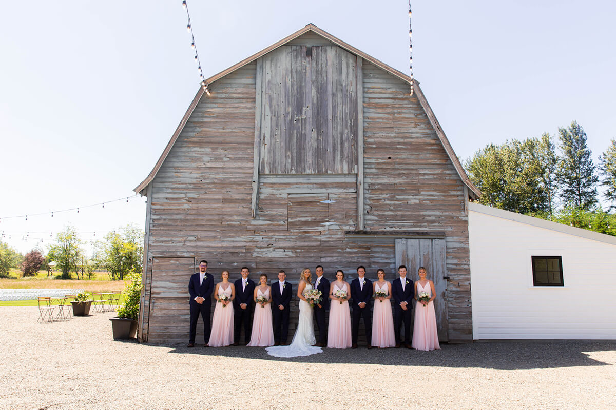 Wedding Party with barn at Mount Peak Farm