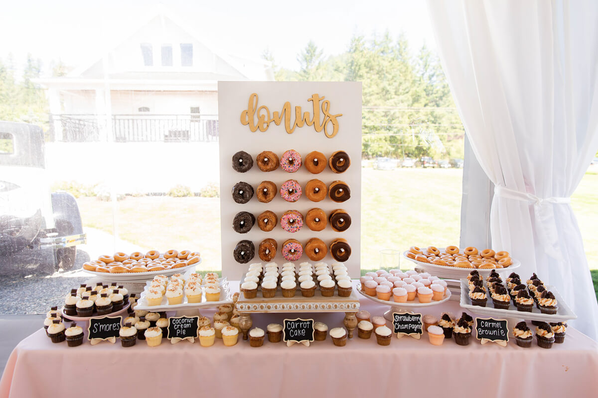 Donuts at beautiful blush wedding at Mount Peak Farm
