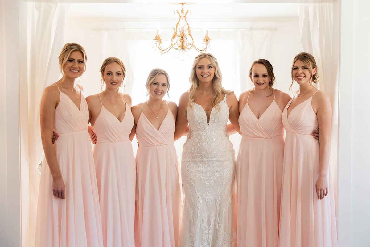 Beautiful Blush Bridesmaids and Bride